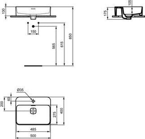 Lavabo Sobre Encimera Strada II 50x40 cm Ideal Standard T296601