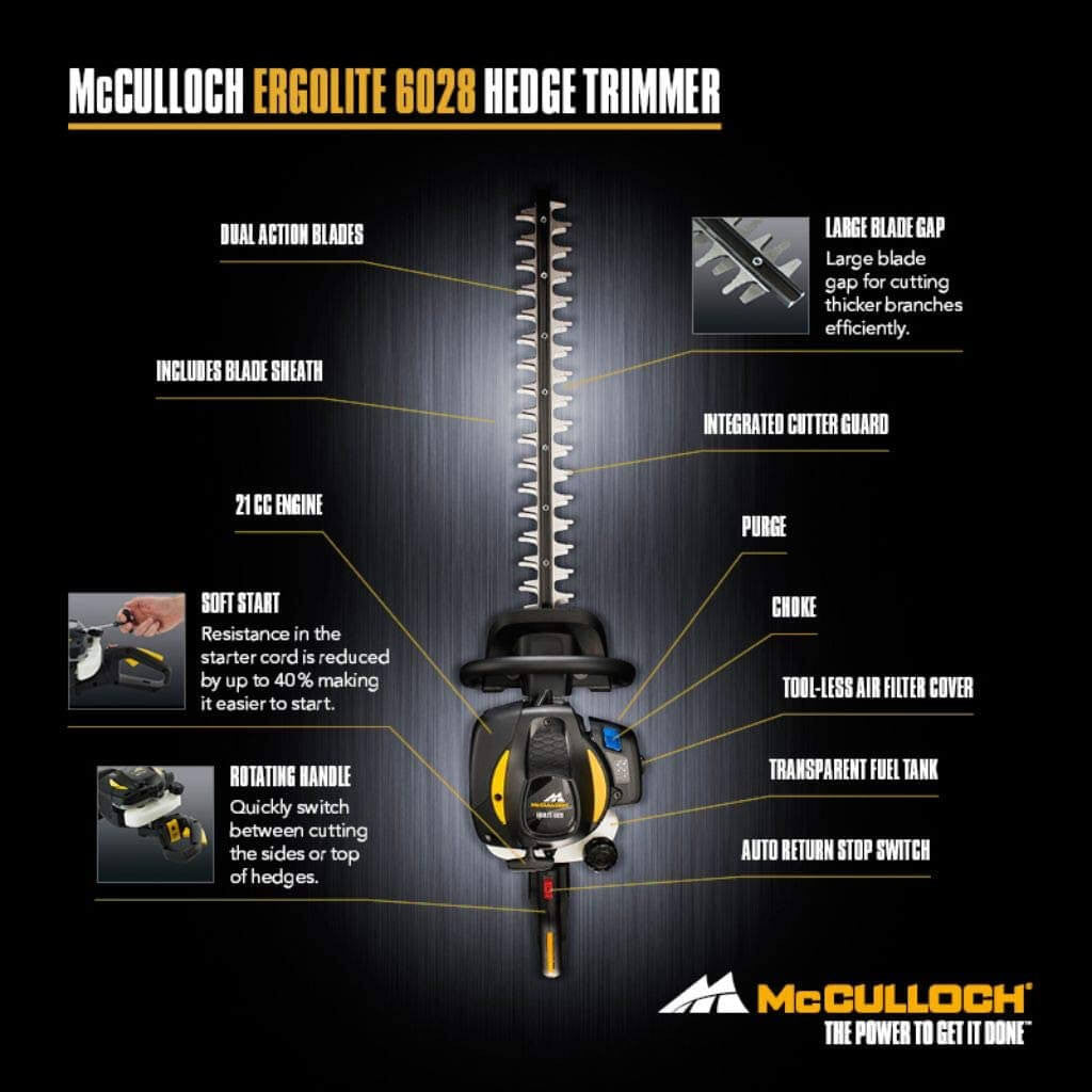 Cortasetos a Gasolina 21,7cc 59cm McCulloch ErgoLite 6028