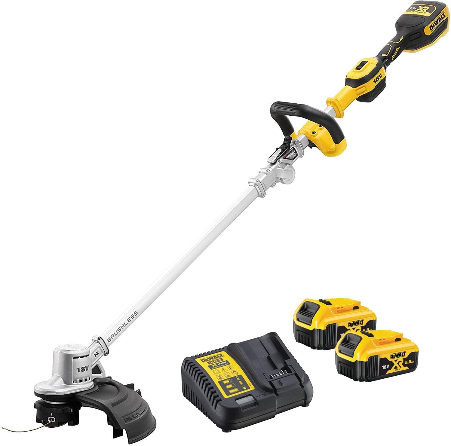 Desbrozadora sin escobillas XR 18V 36cm con 2 baterías 5Ah Dewalt DCMST561P2