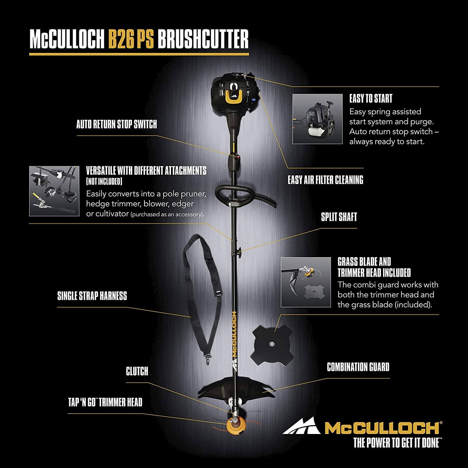 Desbrozadora a Gasolina 40cm 26,2cc McCulloch B26 PS