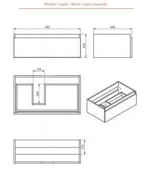 Conjunto de Baño Mueble Box Nogal Valenti + Lavabo Ada VisoBath