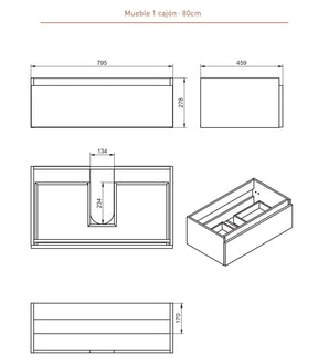 Conjunto de Baño Mueble Box Nogal Valenti + Lavabo Ada VisoBath