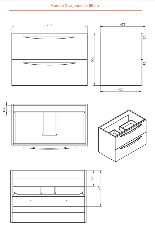 Conjunto de Baño Mueble ARCO + Lavabo ADA Avio VisoBath