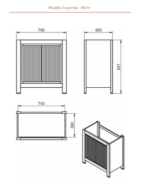 Mueble de Baño VEGA + Encimera 80 COLORS + Lavabo 40 Colors Avio VisoBath