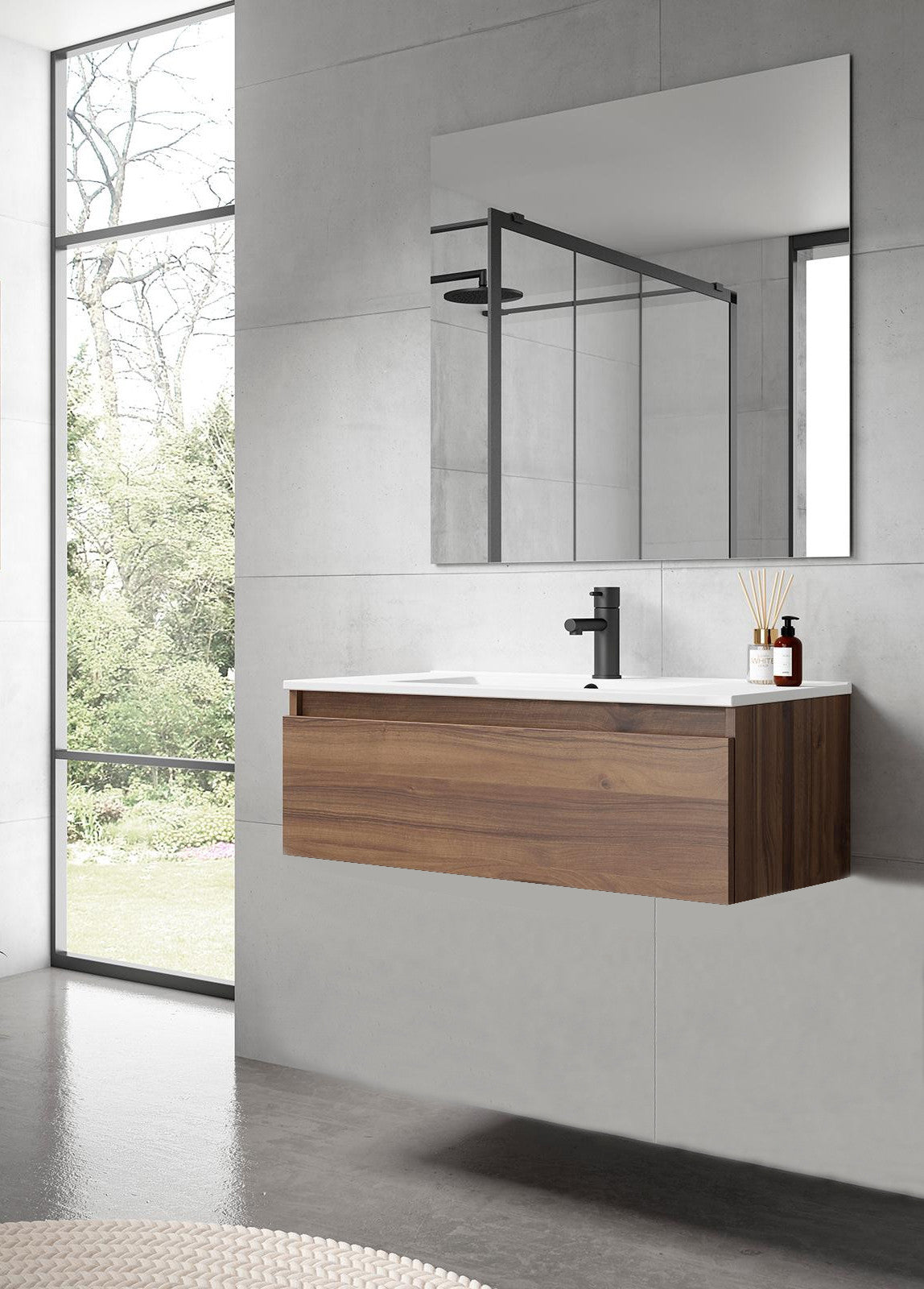 Conjunto de Baño Mueble Box Nogal Valenti + Lavabo Ada VisoBath