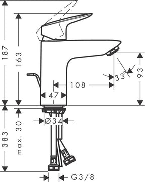 Grifo Lavabo Logis 100 Con Vaciador Cromo Hansgrohe 71100000