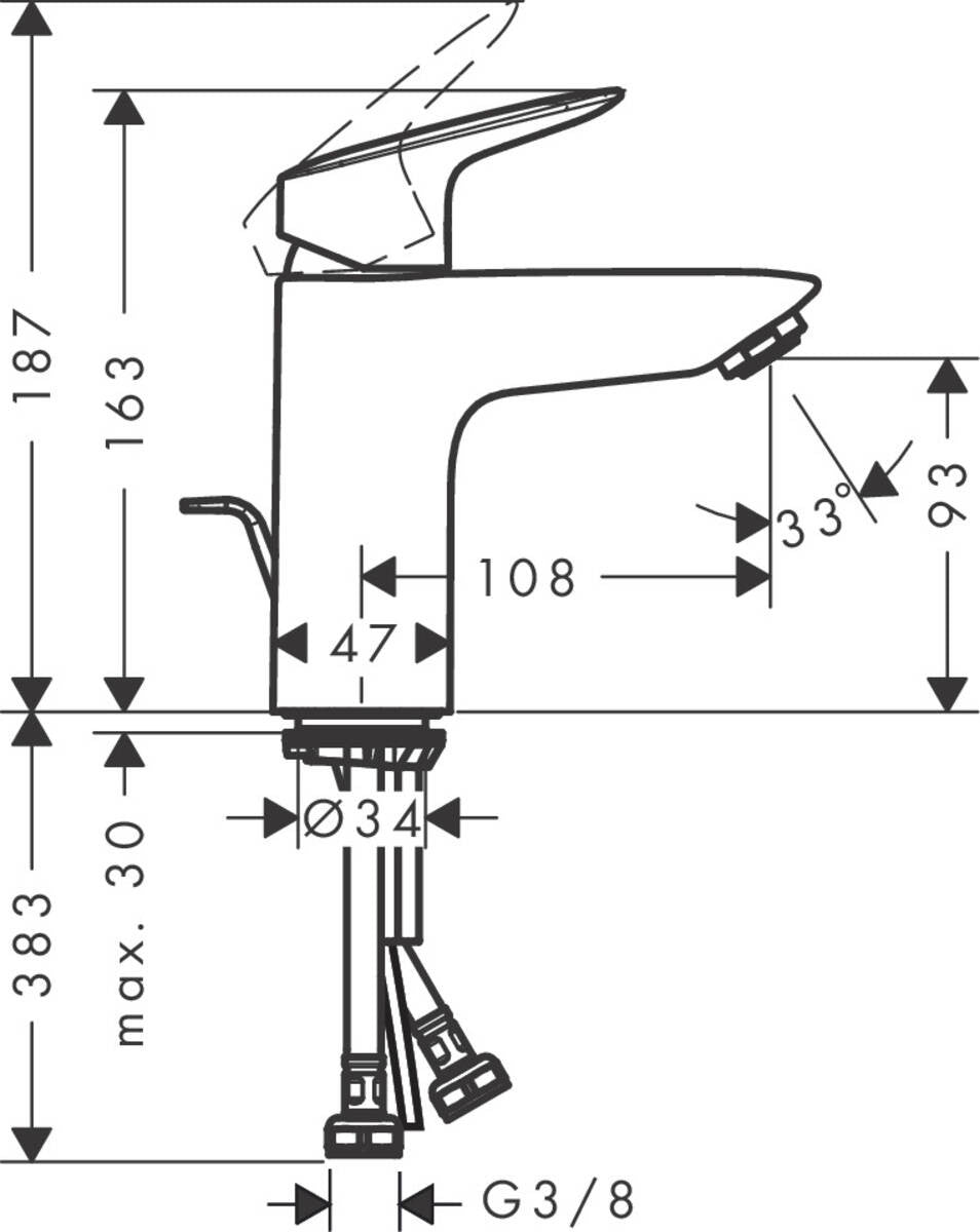 Grifo Lavabo Logis 100 Con Vaciador Cromo Hansgrohe 71100000