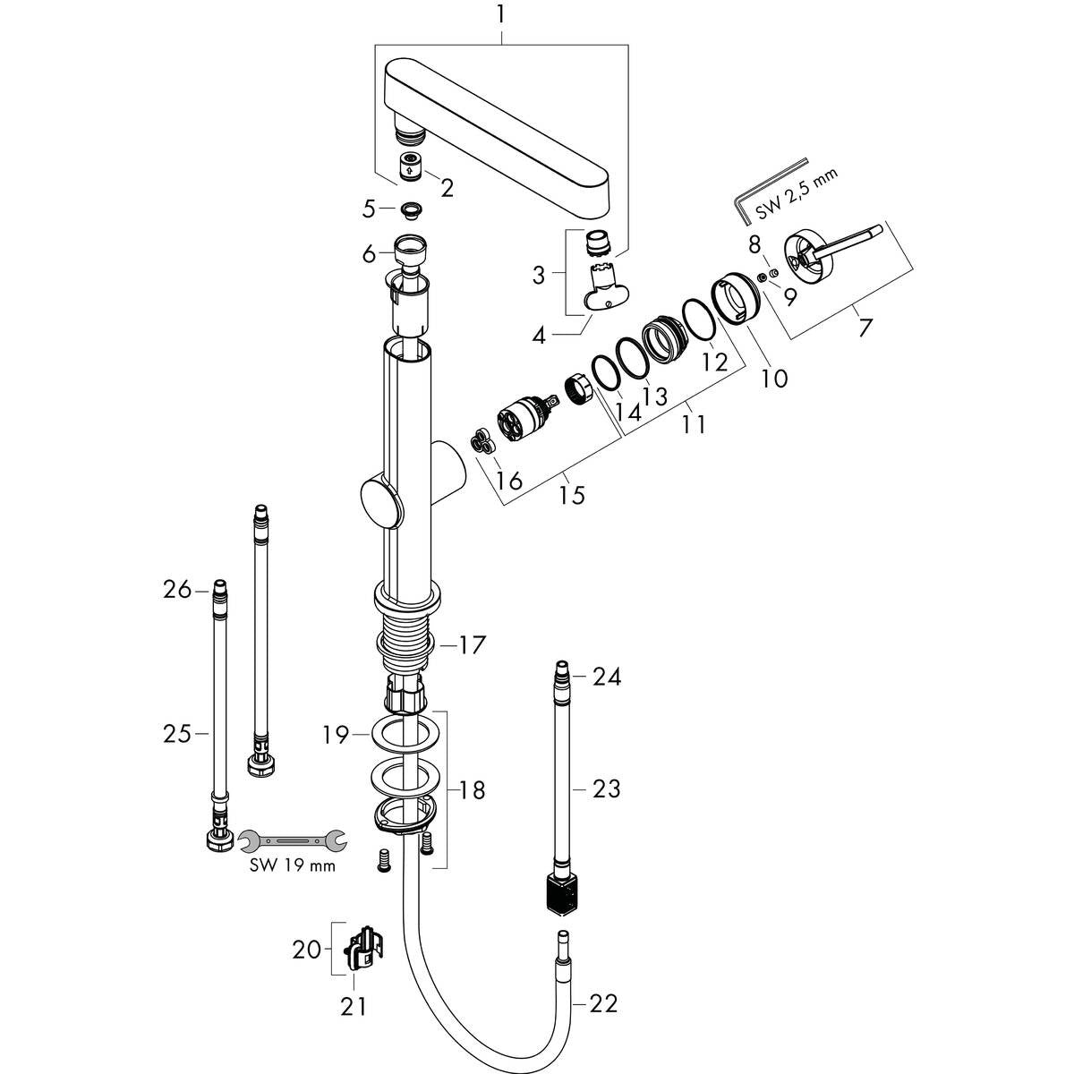 Grifo Lavabo Finoris 230 con Caño Extraíble Cromo Hansgrohe 76063000