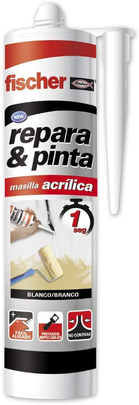 Cartucho Masilla repara y pinta acrílica blanca 300ml Fischer