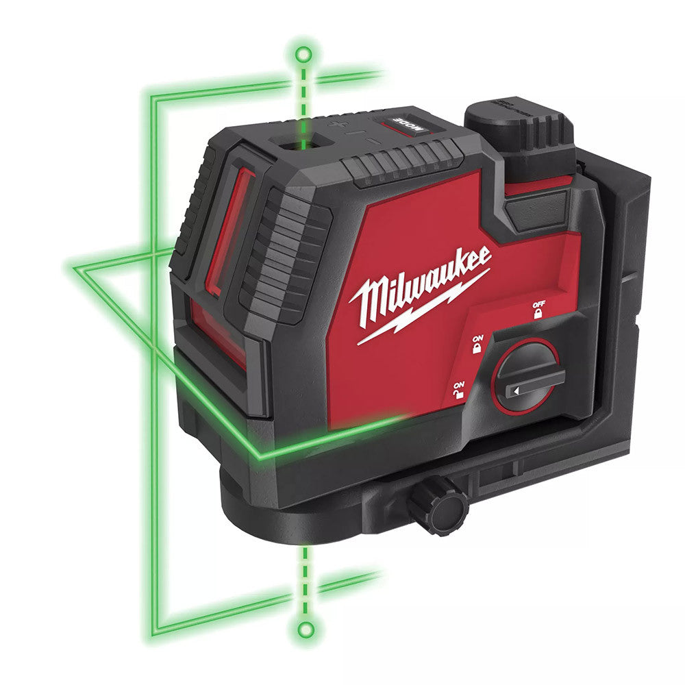 Nivel láser verde de 2 líneas y plomada REDLITHIUM USB Milwaukee L4CLLP-301C