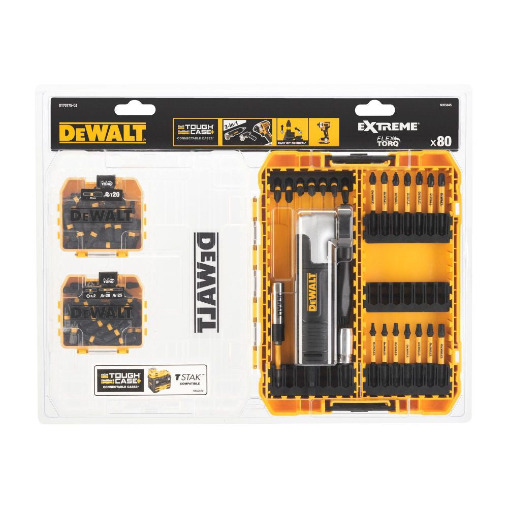 Toughcase mediano con juego de brocas y puntas 80 piezas con caja de plástico Dewalt EXTREME FLEX TORQ DT70775