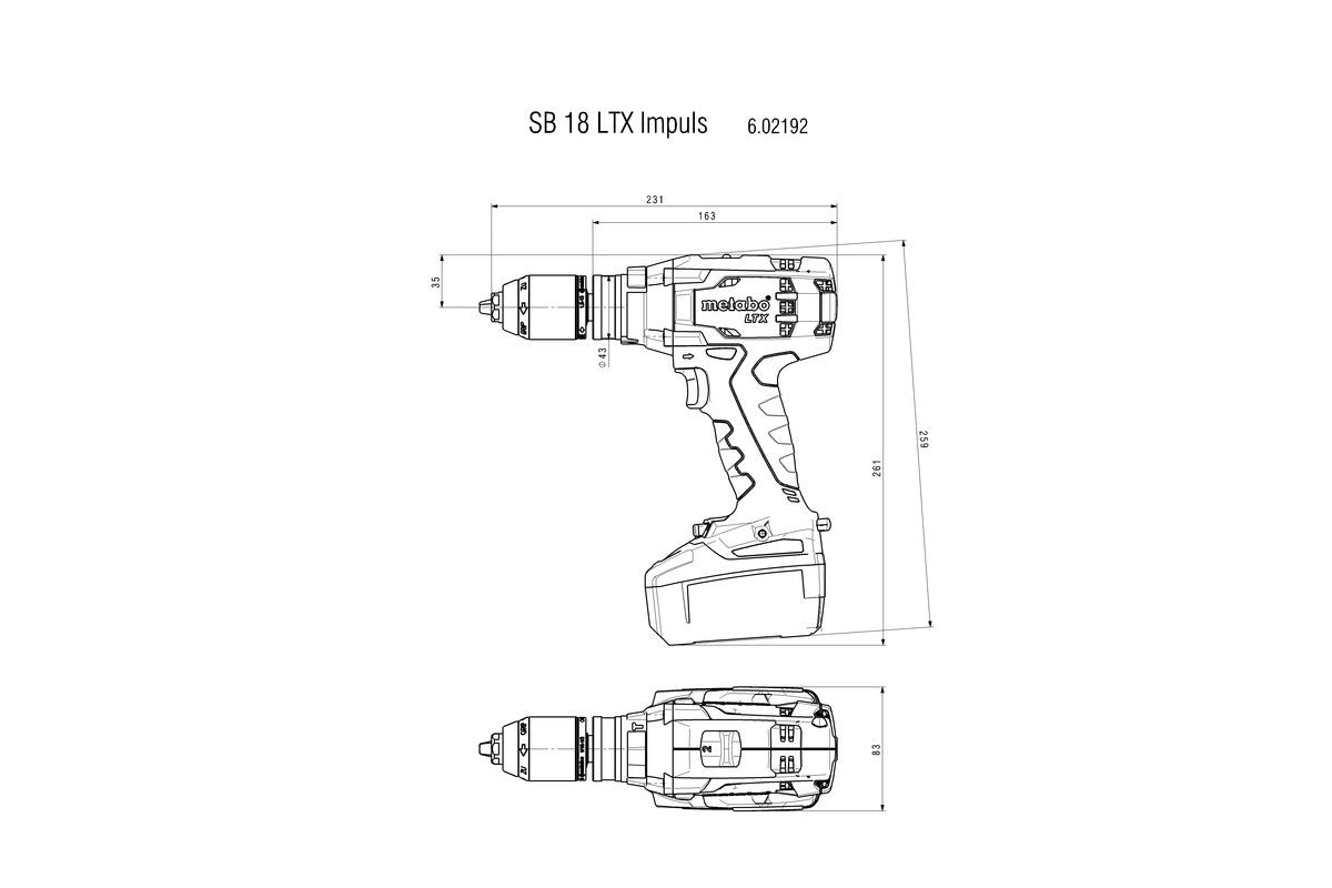 Taladro Atornillador de percusión de batería 18V Metabo SB18LTX IMPULS