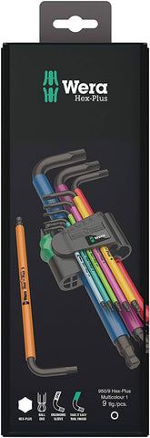 Juego de llaves acodadas métricas BlackLaser 9 piezas 950/9 Hex-Plus Multicolour 1 Wera 073593