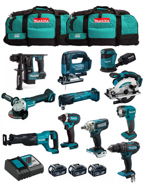 Kit Makita con 11 herramientas + 3 bat + cargador + 2 bolsas DLX1171BL3