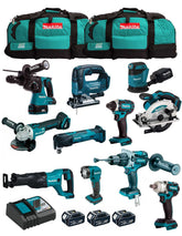 Kit Makita con 11 herramientas + 3 bat + cargador + 2 bolsas DLX1143BL3