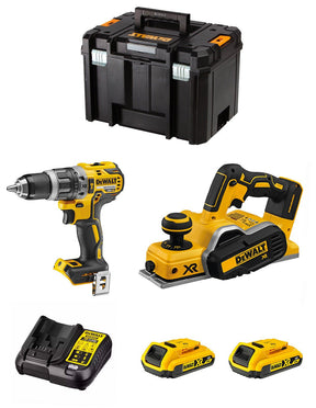 Kit Dewalt Taladro Percutor DCD796 + Cepillo DCP580 + 2bat 2Ah + Cargador + TSTAK VI DCK280D2