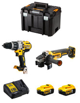 Kit Dewalt Taladro Percutor DCD996 + Mini-amoladora DCG405 + 2bat 5Ah + cargador + TSTAK VI DCK205P2