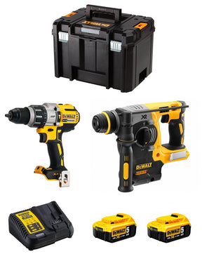 Kit Dewalt Taladro Percutor DCD996 + Martillo Elctroneumático DCH273 + 2bat 5Ah 18V + cargador + TSTAK VI DCK273P2