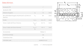 Caja 4 uds tornillo de hormigon UltraCut FBS II 10 x 70 15/5/- US Fischer