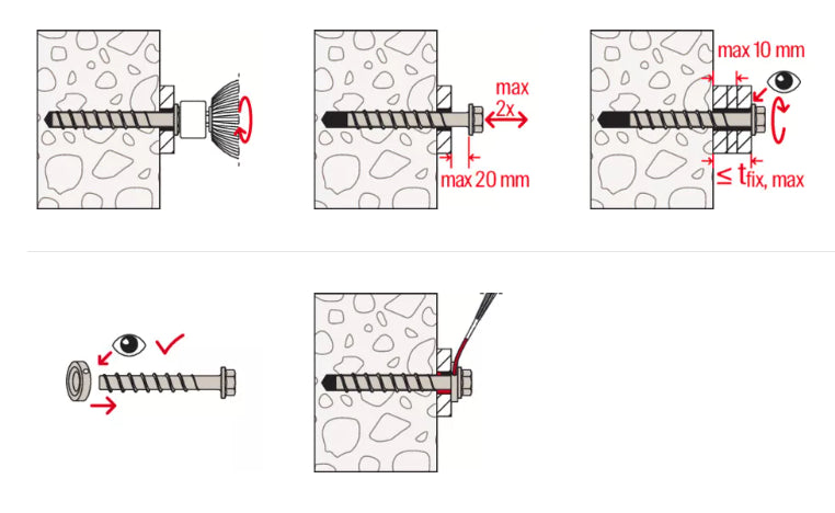 Caja 4 uds tornillo de hormigon UltraCut FBS II 10 x 70 15/5/- US Fischer