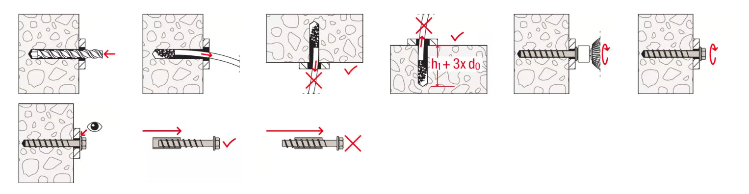 Caja 4 uds tornillo de hormigon UltraCut FBS II 10 x 70 15/5/- US Fischer