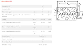 Caja 4 uds tornillo de hormigon UltraCut FBS II 8 x 80 30/15 US TX Fischer