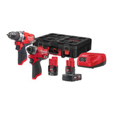 Powerpack Taladro percutor + Atorillador de impacto + bat 4Ah + bat 2Ah + cargador + Maleta Milwaukee M12FPP2A-422P