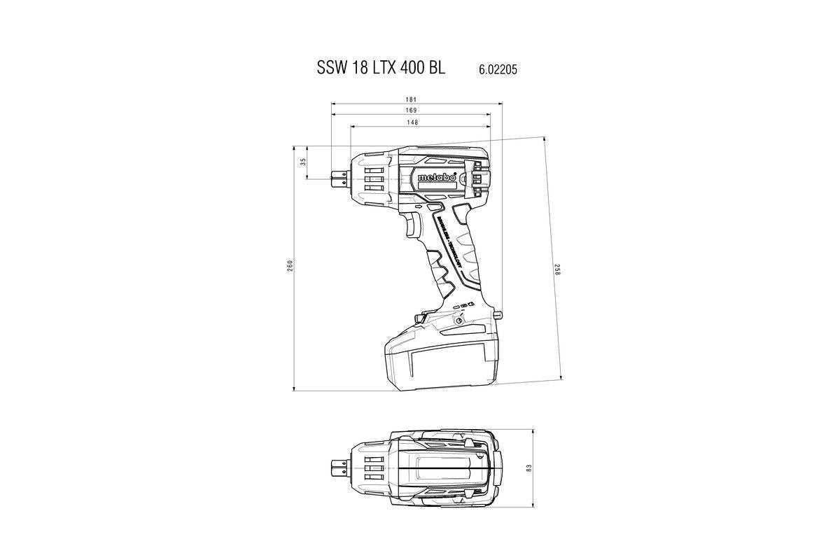 Llave de impacto de batería 18V 400Nm Metabo SSW18LTX400BL