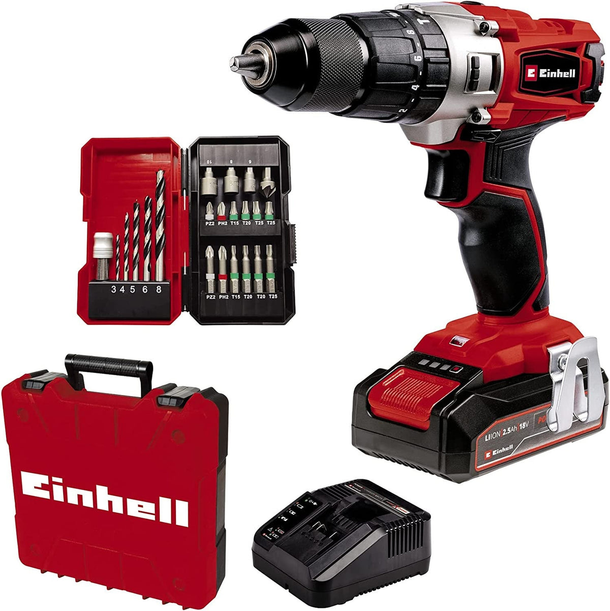 Taladro Percutor a batería Einhell TE-CD 18/2 Li-i +22 (1x2,5 Ah)