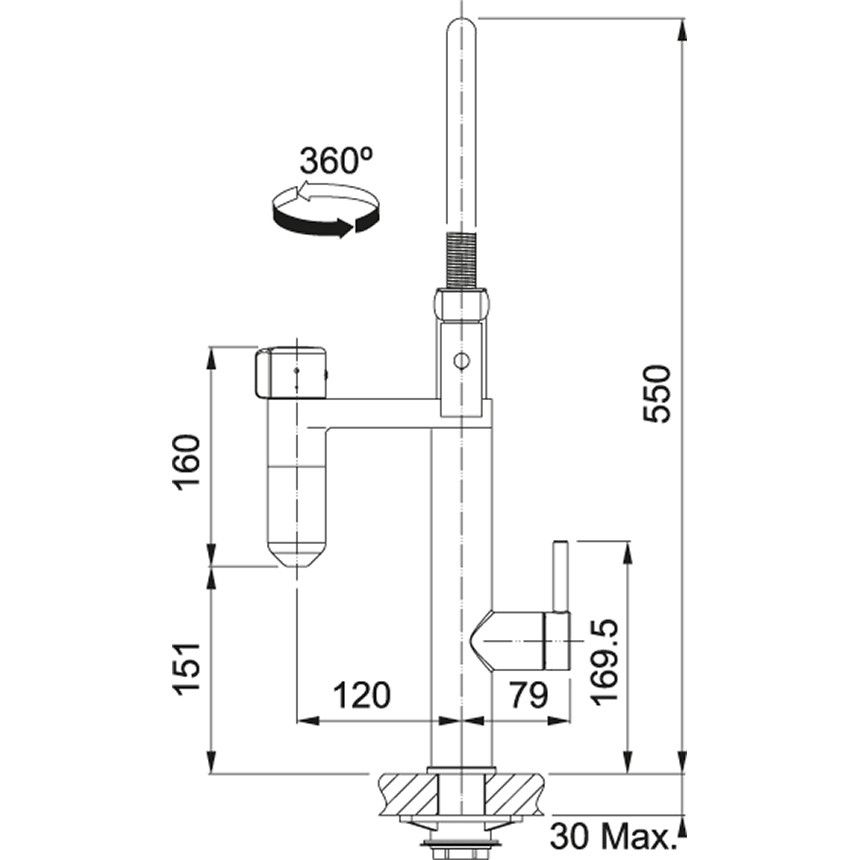 Grifo de agua filtrada Vital Semipro Cromo V2 Franke 120.0621.230