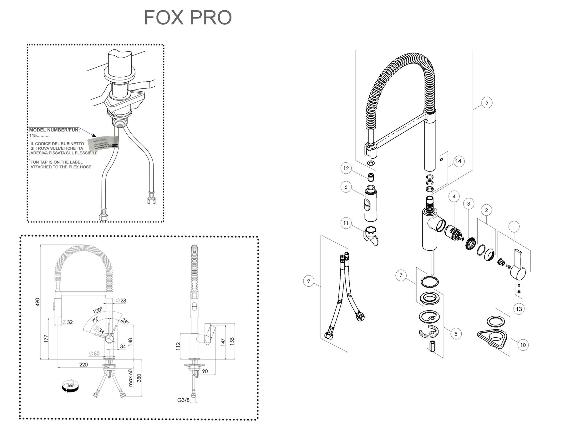 Grifo cocina Fox Semi-Pro Extensible Franke 115.0486.993