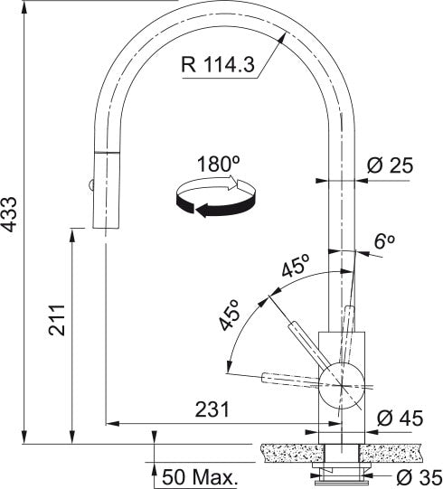 Grifo Cocina Extraible Eos Antracita Franke 115.0628.256