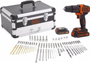 Taladro Percutor Black+Decker 18V + 80 Accesorios 2 Bat 1,5Ah con Caja BDC718AS2F-QW