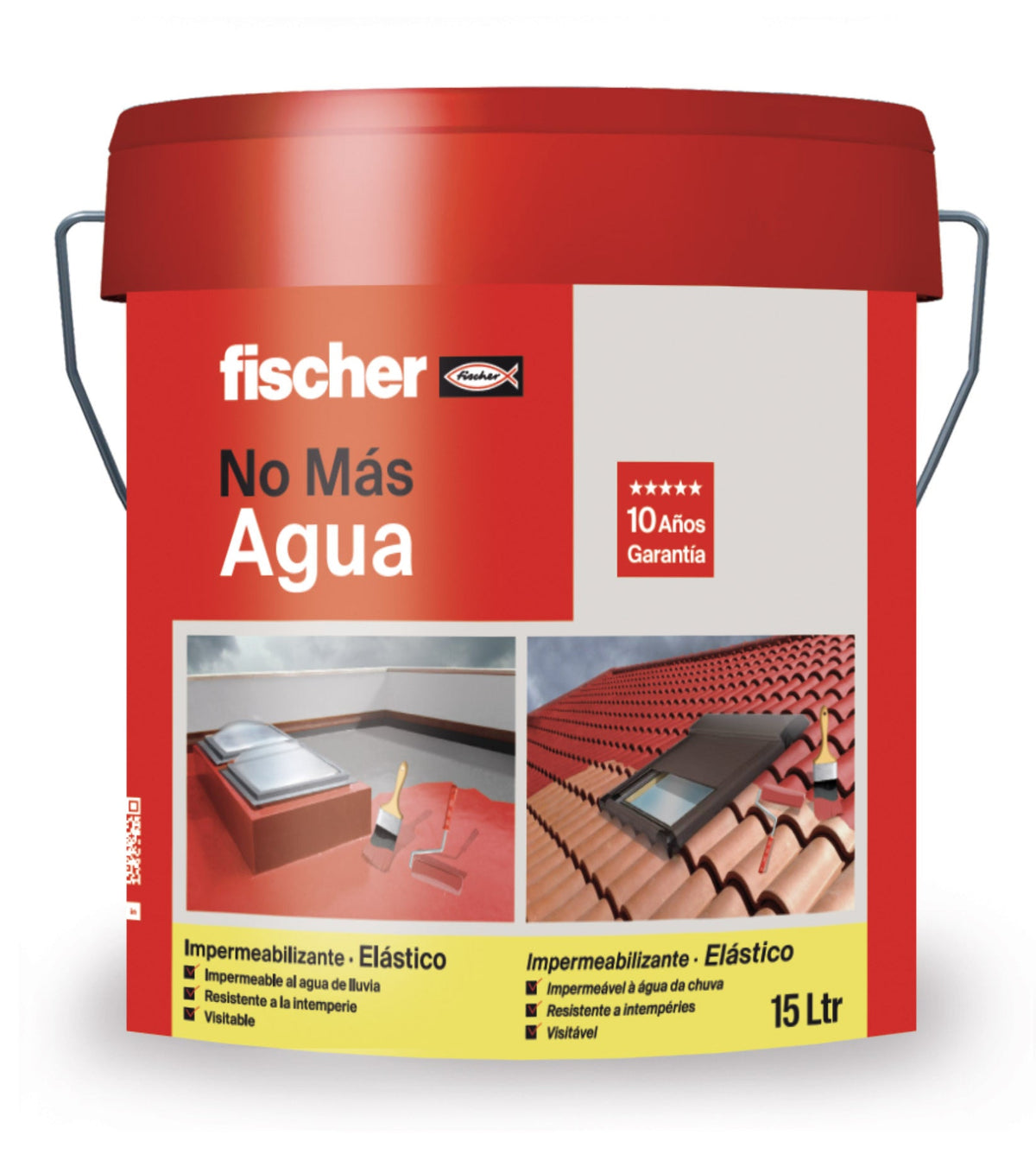 Bote Pintura Impermeabilizante elástico Terracota No Mas Agua 15L Fischer