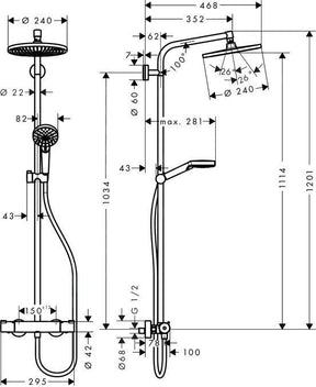 Columna Ducha Crometta S 240 Cromo Hansgrohe 27268000