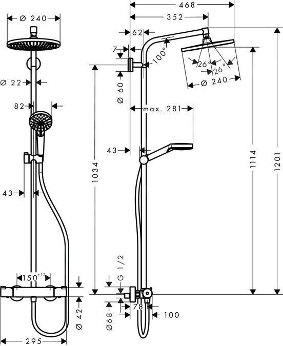 Columna Ducha Crometta S 240 Cromo Hansgrohe 27268000