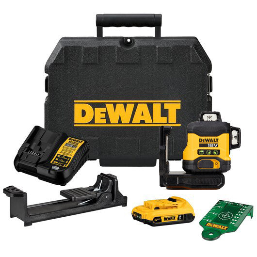 Nivel láser autonivelante Verde de 3 líneas 360° con batería 18V Li-Ion 2Ah Dewalt DCLE34031D1