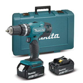 Taladro Percutor 18V con 2 baterías 3.0Ah y maletín Makita DHP453RFE