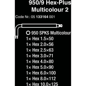 Juego 9 piezas de llaves hexagonales en L métricas de 1.5-10mm Wera