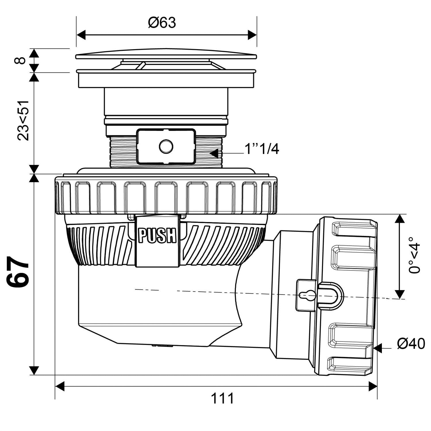 Desagüe Nano 6.7 Quick-Clac D.40 Wirquin 30721727