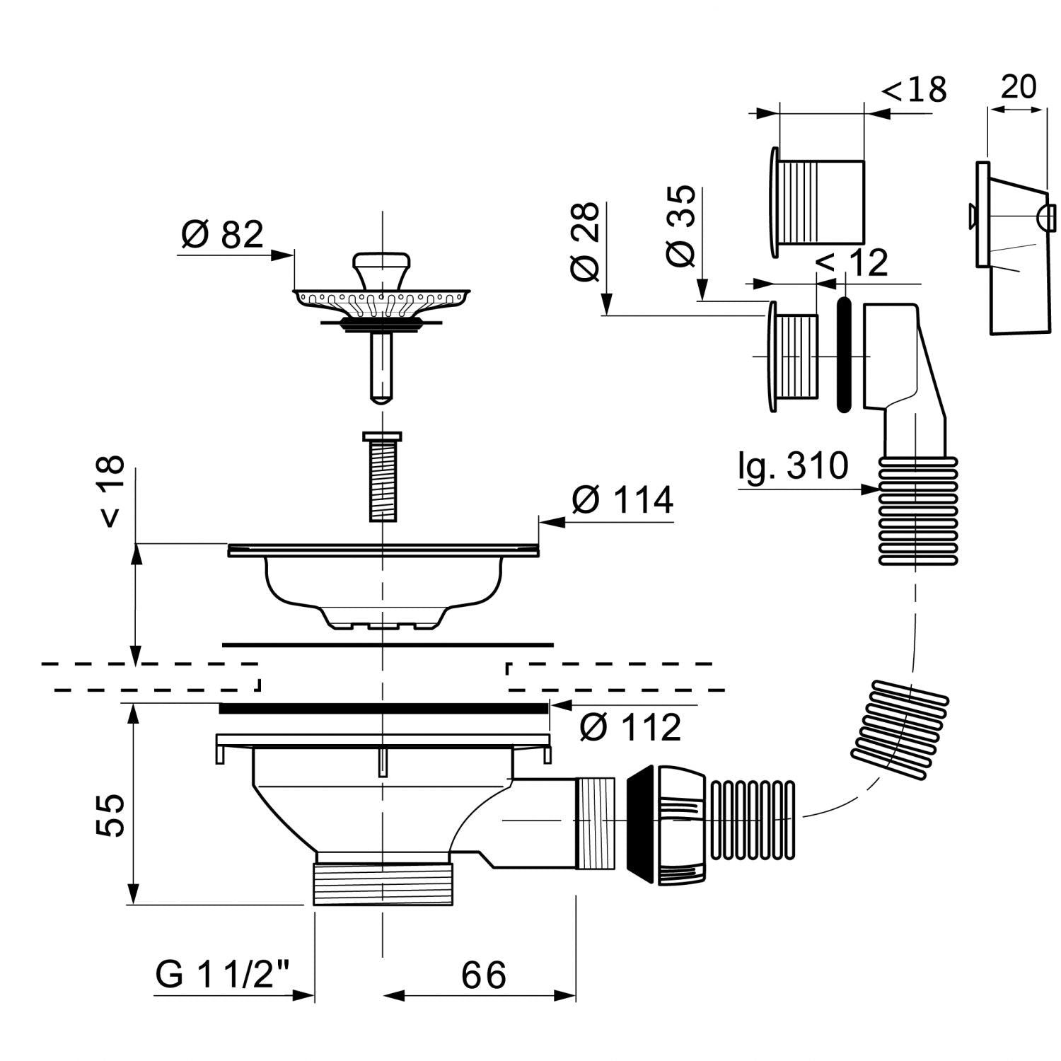 Válvula cestillo inox con rebosadero Wirquin 30720429