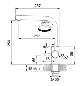 Grifo Cocina Lina L Swivel Negro Mate Franke 115.0693.393