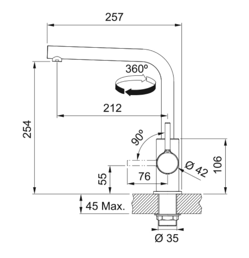 Grifo Cocina Lina L Swivel Negro Mate Franke 115.0693.393