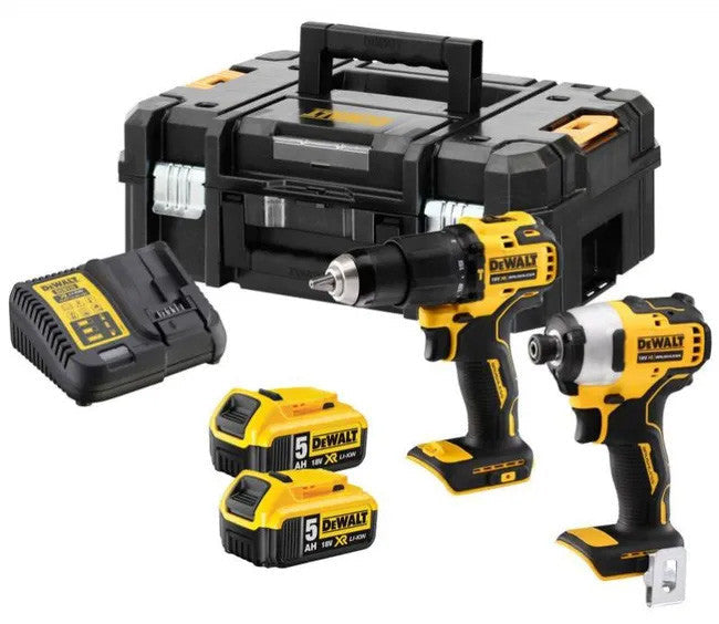 Kit Dewalt Taladro atornillador DCD709 + Atornillador de impacto DCF809 + 2bat 5Ah + cargador + Maletín TSTAK DCK2062P2T