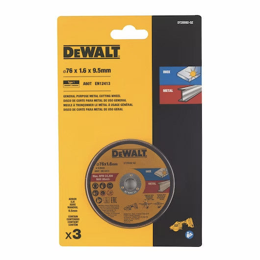 Disco abrasivo 76mm para metal e inox 3ud. Dewalt DT20592