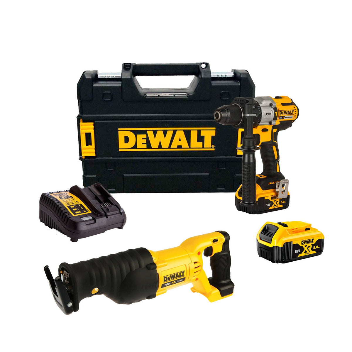 Combo Dewalt CPROF139 Berbequim de martelo DCD996P2 + Serra recíproca DCS380N