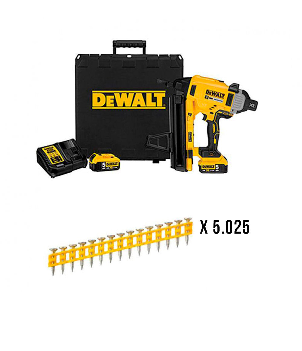 Clavadora Batería 18V Combo DCN890P2 + 5.025 Clavos 20mm Dewalt