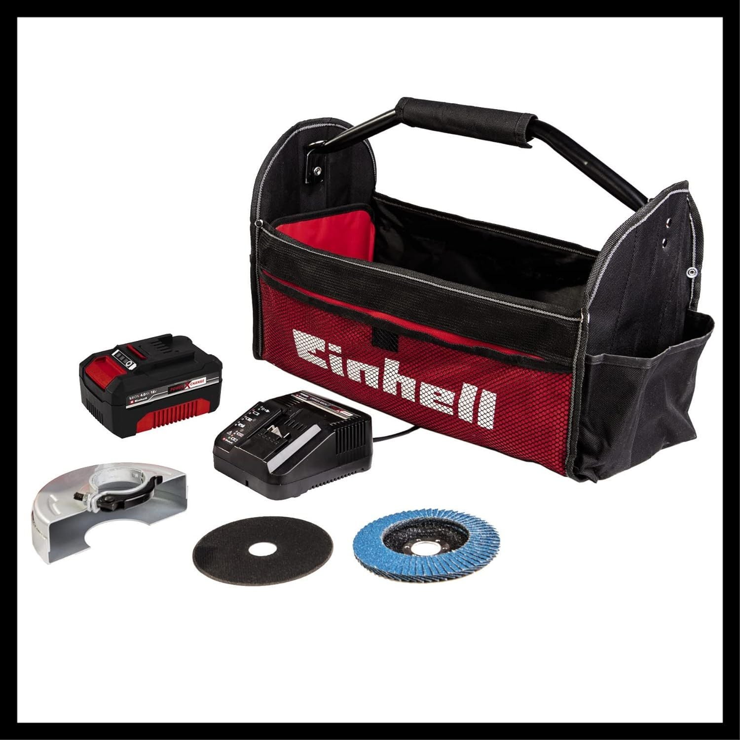 Kit Amoladora Angular 18V 115mm + bateria 4Ah + cargador + bolsa + accesorios Einhell TE-AG 18/115 Li Kit