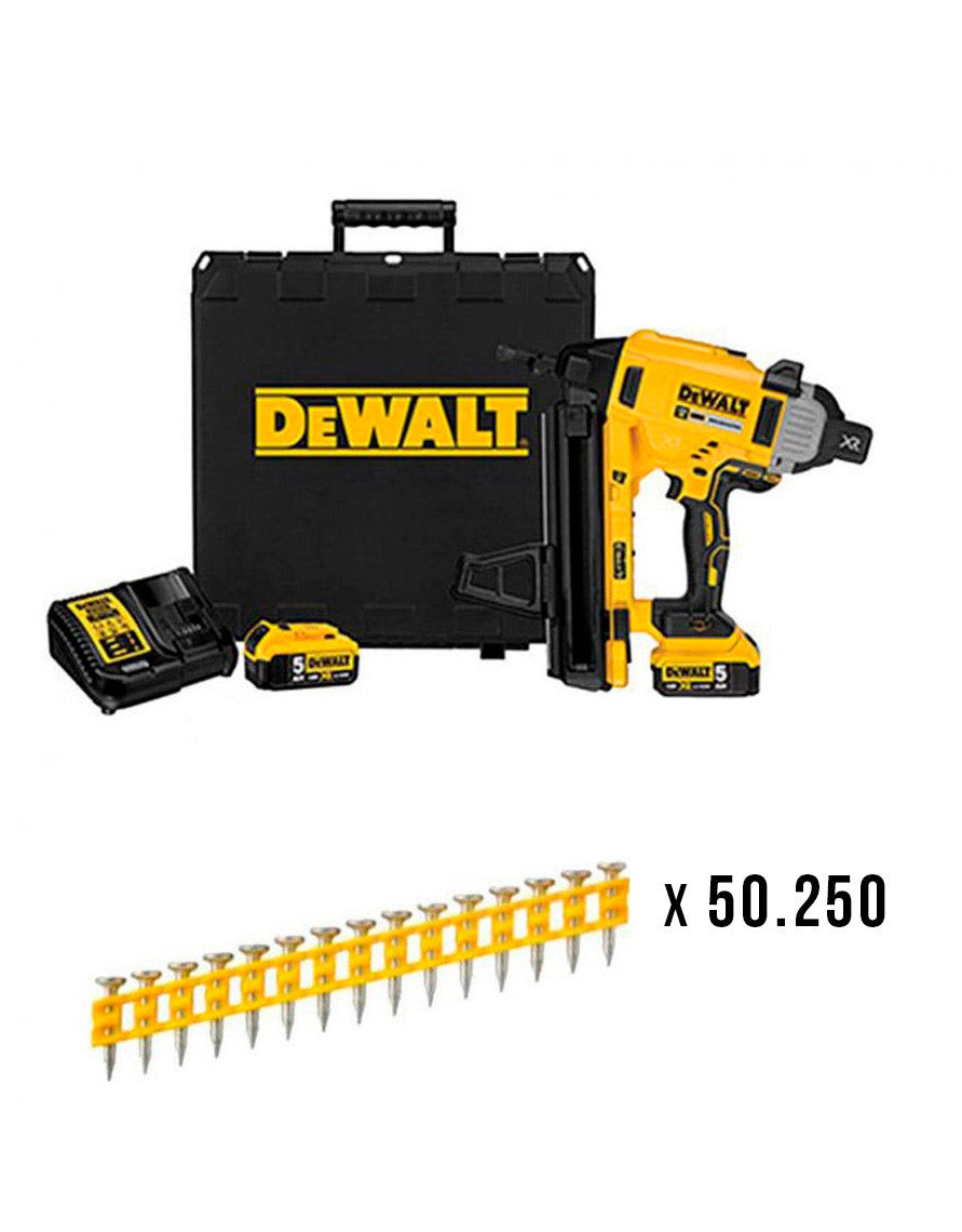 Clavadora Batería 18V Combo DCN890P2 + 50.250 Clavos 20mm Dewalt