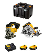 Kit Dewalt Sierra Circular DCS572 + Sierra de Calar DCS331 + 2bat 5Ah + Cargador + TSTAK DCK270P2